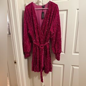 Boohoo wrap dress - cranberry hot pink